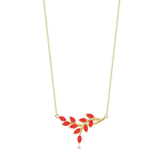 Birthstone Leaf Pendant Necklace