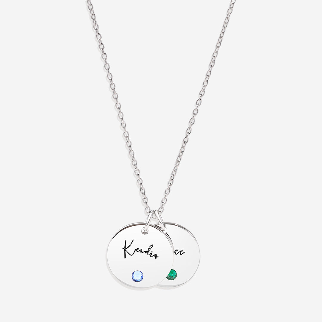 Birthstone Disc Name Necklace