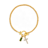 Cross Charm Birthstone Bracelet