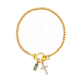 Cross Charm Birthstone Bracelet