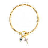 Cross Charm Birthstone Bracelet