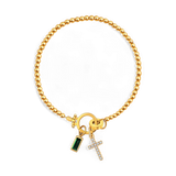 Cross Charm Birthstone Bracelet