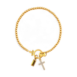 Cross Charm Birthstone Bracelet
