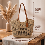 Camelia | Borsa Shopper Intrecciata a Mano all'Uncinetto - Avorio