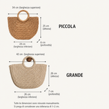 Serenella | Borsa a Mezzaluna in Paglia Intrecciata Cognac