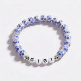 Blue Porcelain Floral Beaded Bracelet for Mom & Grandma