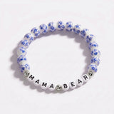 Blue Porcelain Floral Beaded Bracelet for Mom & Grandma