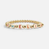 Custom Rainbow Letter Gold Disc Beaded Bracelet
