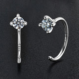 Dainty Diamond Threader Hoop Earrings