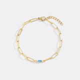 Dainty Birthstone Baguette Paperclip Bracelet