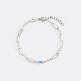 Dainty Birthstone Baguette Paperclip Bracelet