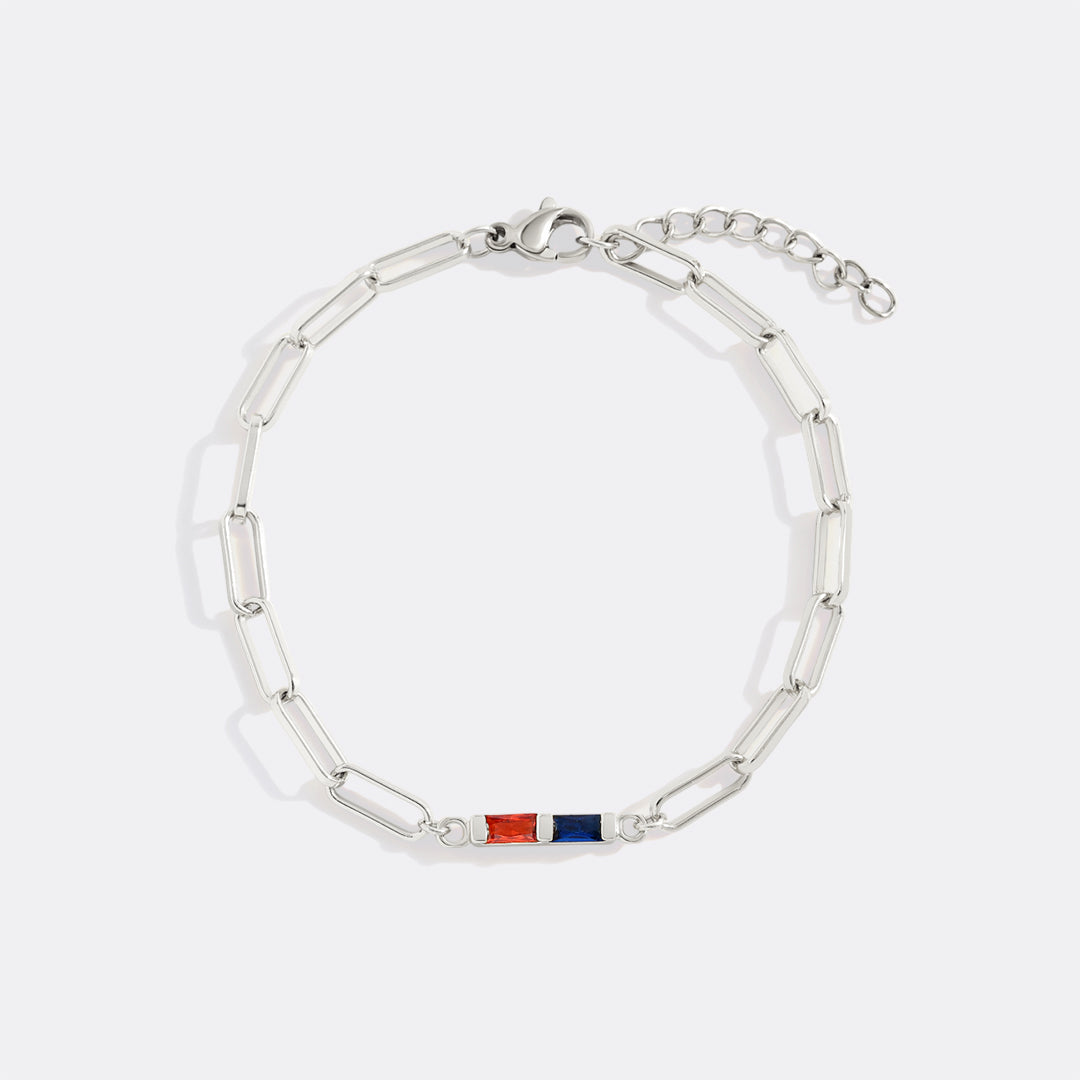 Dainty Birthstone Baguette Paperclip Bracelet