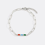 Dainty Birthstone Baguette Paperclip Bracelet