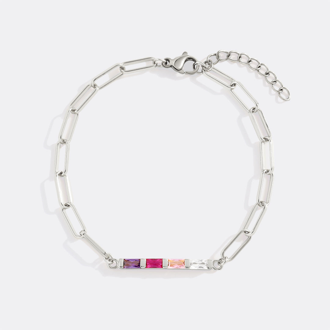 Dainty Birthstone Baguette Paperclip Bracelet