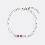 Dainty Birthstone Baguette Paperclip Bracelet