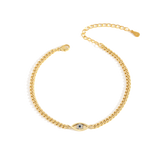 Dainty Cuban Link Chain Evil Eye Bracelet