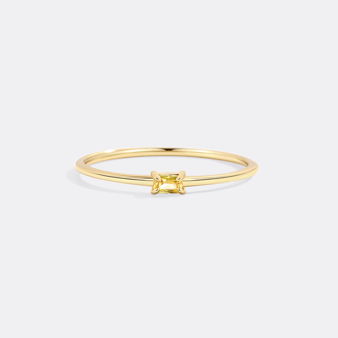 Dainty Baguette Birthstone Stacking Ring