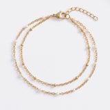 Dainty Double Chain Beaded Bracelet