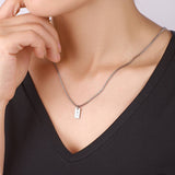 Dainty Pave Tag Initial Necklace