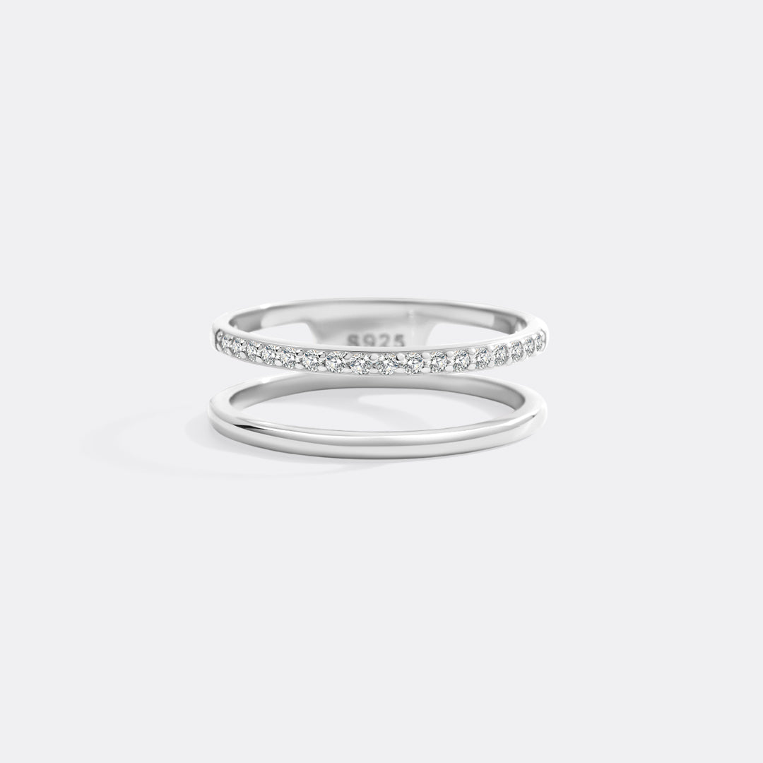 Double Band Pave Ring