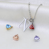 Droplet Birthstone & Initial Necklace