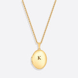Engraved Oval Photo Locket Necklace
