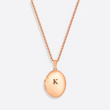 Engraved Oval Photo Locket Necklace