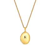 Engraved Oval Photo Locket Necklace