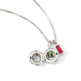Family Birth Flower Locket Necklace with Birthstone