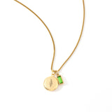 Family Birth Flower Locket Necklace with Birthstone