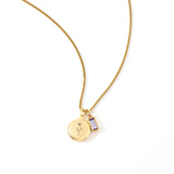 Family Birth Flower Locket Necklace with Birthstone