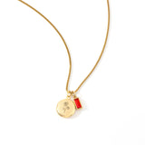 Family Birth Flower Locket Necklace with Birthstone