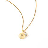 Family Birth Flower Locket Necklace with Birthstone