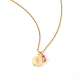 Family Birth Flower Locket Necklace with Birthstone