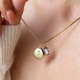 Family Birth Flower Locket Necklace with Birthstone