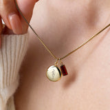 Family Birth Flower Locket Necklace with Birthstone