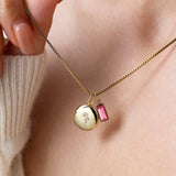 Family Birth Flower Locket Necklace with Birthstone