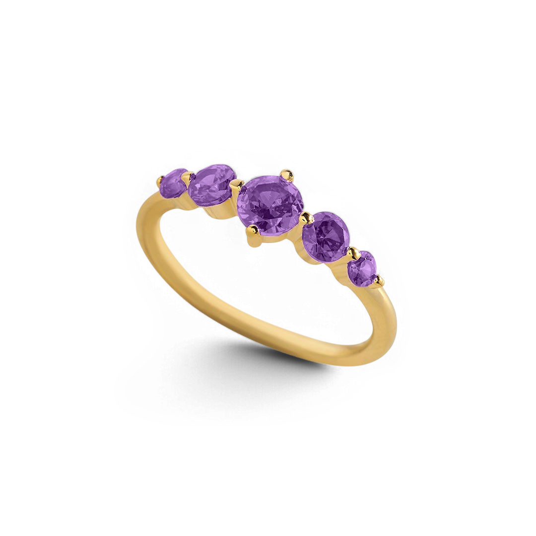 Five Stone Statement Birthstone Ring