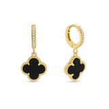 Pave Clover Drop Earrings