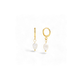Freshwater Pearl Drop Huggie Earrings
