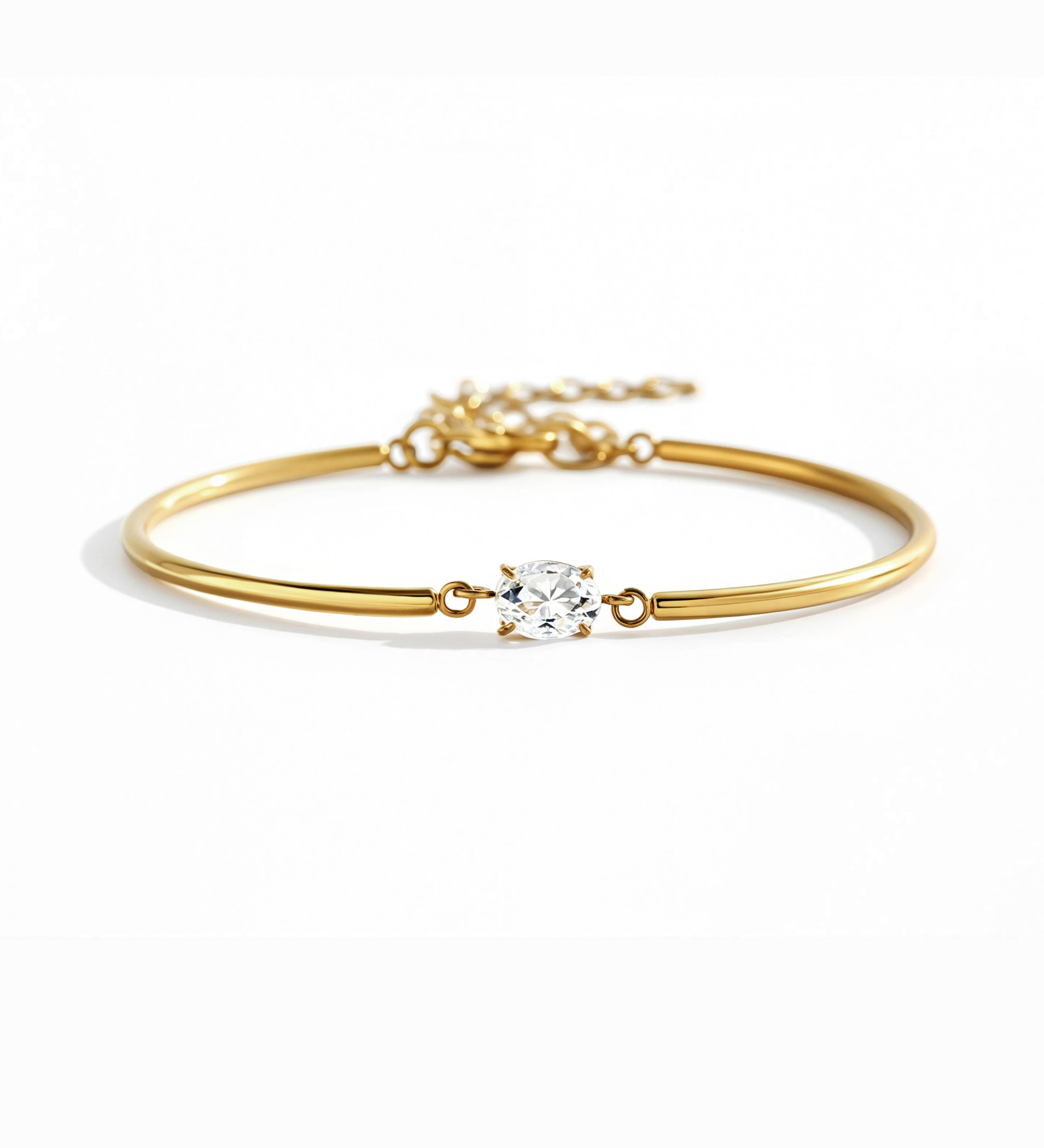 Oval Gemstone Cuff Bracelet