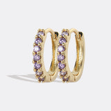 Gemstone Sleeper Huggie Hoop Earrings