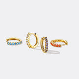 Gemstone Sleeper Huggie Hoop Earrings