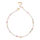 Gemstone and Pearl Initial Necklace