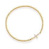 Gold Beaded Cross Stretch Bracelet