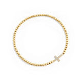 Gold Beaded Cross Stretch Bracelet
