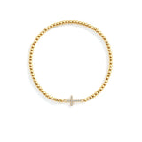 Gold Beaded Cross Stretch Bracelet