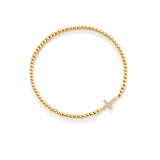 Gold Beaded Cross Stretch Bracelet