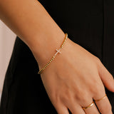Gold Beaded Cross Stretch Bracelet