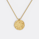 Hammered Gold Zodiac Pendant Necklace